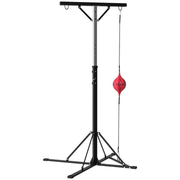 Bokszakstandaard met speedball | Kleur: Zwart | Afmetingen: 145x160x175-220 cm