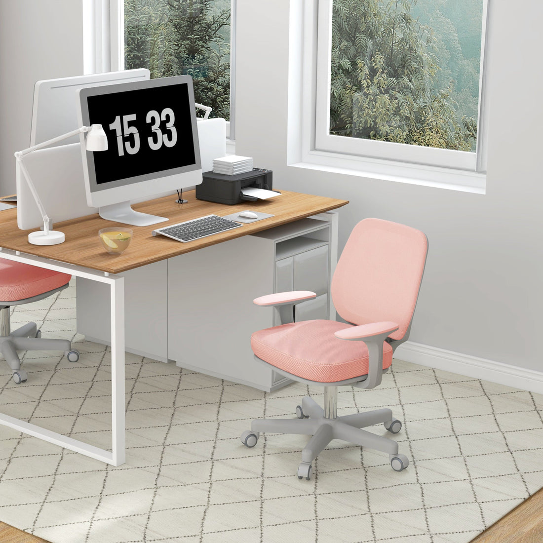 Roze ergonomische bureaustoel verstelbaar | Kleur: Roze | Afmetingen: 48x55x82.5-94.5 cm