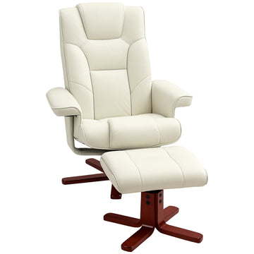 Relaxfauteuil met voetenbank | Kleur: Wit | Afmetingen: 84x84x104 cm