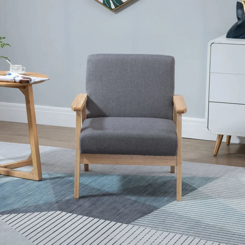 Skandinavischer Sessel | Farbe: Grau+Natur | Abmessungen: 64x70x72 cm