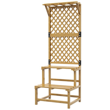 Plantenrek met 2 niveaus en trellis | Kleur: Geel | Afmetingen: 60x50x166 cm