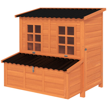 Kippenhok voor 3-4 kippen met nestkast | Kleur: Oranje | Afmetingen: 86x100x100 cm