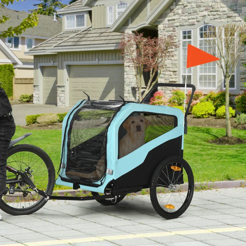 2-in-1 hondenfietskar en hondenbuggy | Kleur: Lichtblauw | Afmetingen: 77x170x90 cm