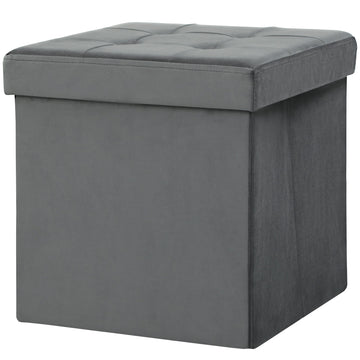 Opvouwbare zitpoef met opbergruimte | Kleur: Grijs | Afmetingen: 38x38x38 cm