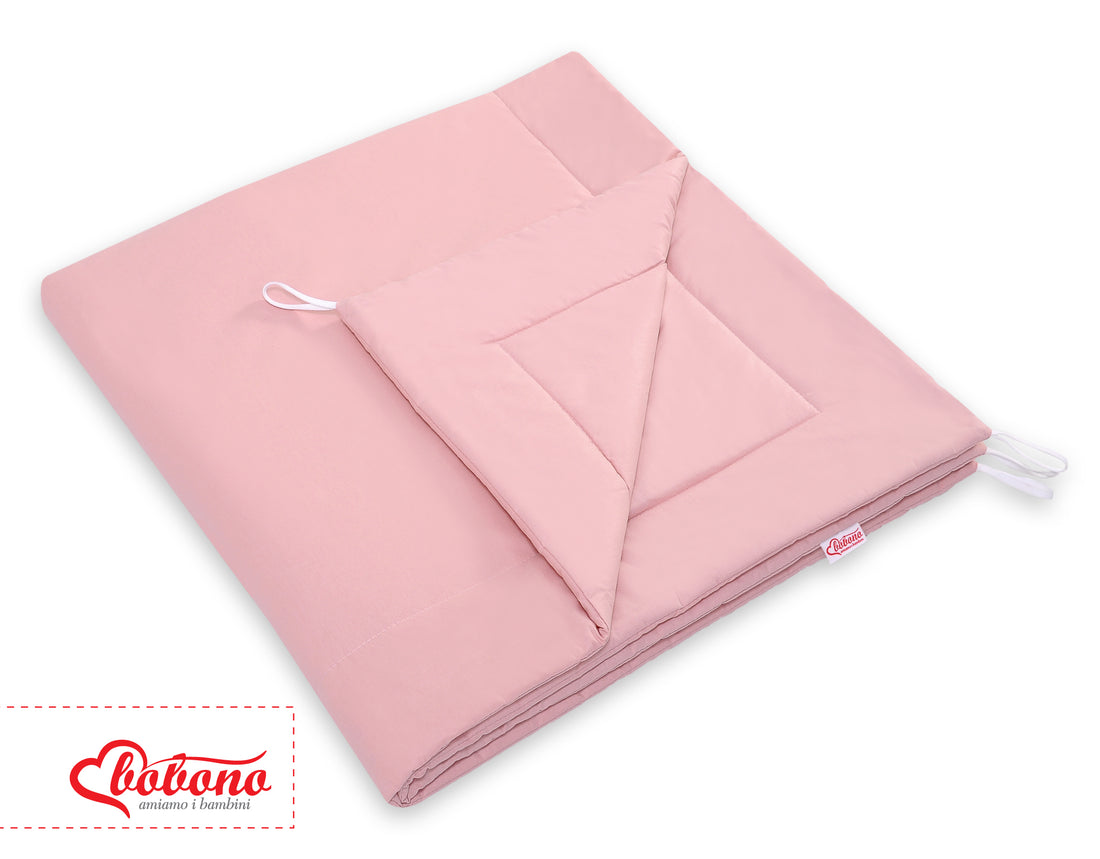 Dubbelsidig lekmatta - lekmatta - naturlig bomull, handgjord, rosa, 116x116 cm