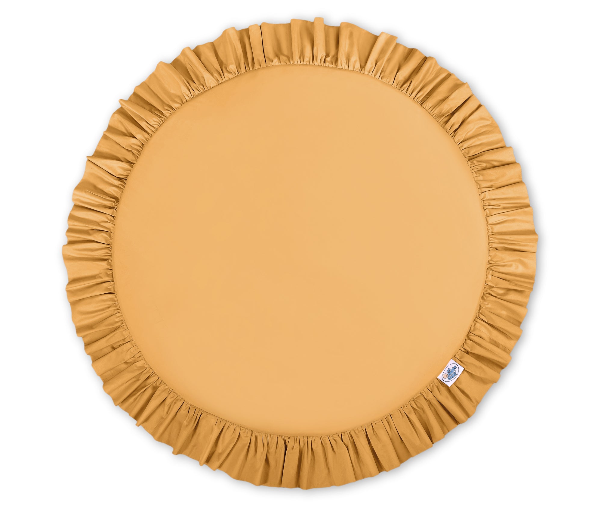 Rufflad lekmatta - babymatta - mjuk och isolerande - honungsgul - tvättbar bomull