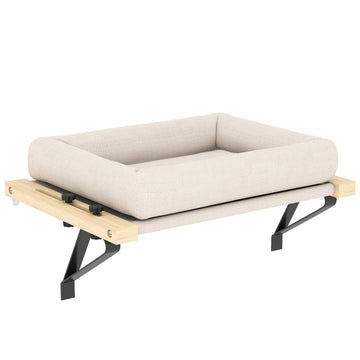 Kattenhuis voor raam of radiator | Kleur: Wit, Bruin | Afmetingen: 50x36x24 cm