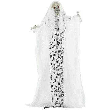 Halloween spookbruid met geluid en beweging | Kleur: Wit | Afmetingen: 18x110x175 cm