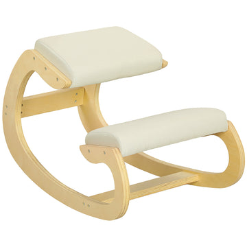 Ergonomische schommelende kniestoel voor kantoor | Kleur: Wit, bruin | Afmetingen: 55x85x55 cm