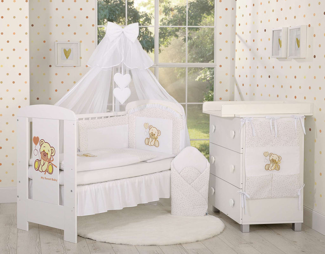 Baby nest - babynestje - ademend & anti-allergisch katoen - Bear with Bow wit