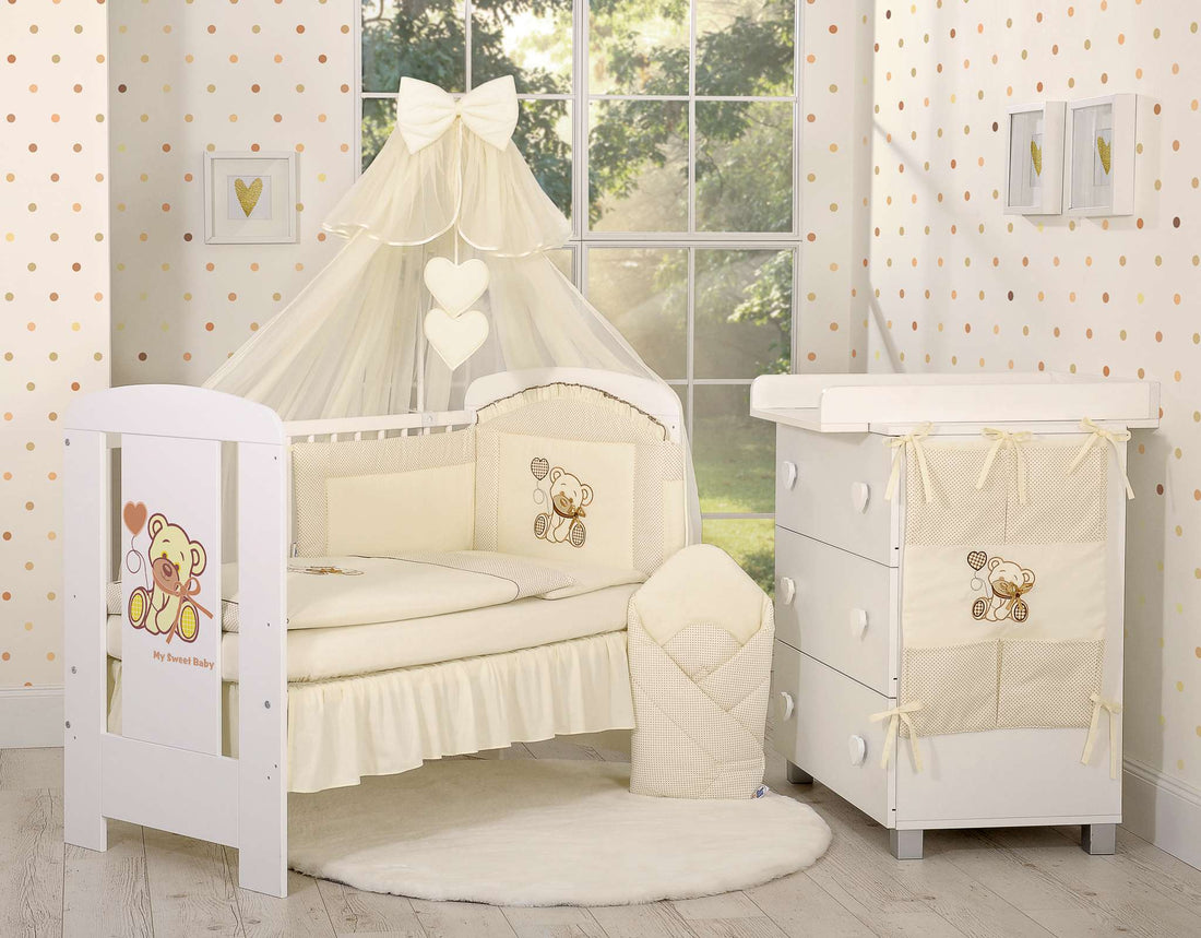 Babynest, wieg, ademend 100% katoen – Bear with Bow Bruin