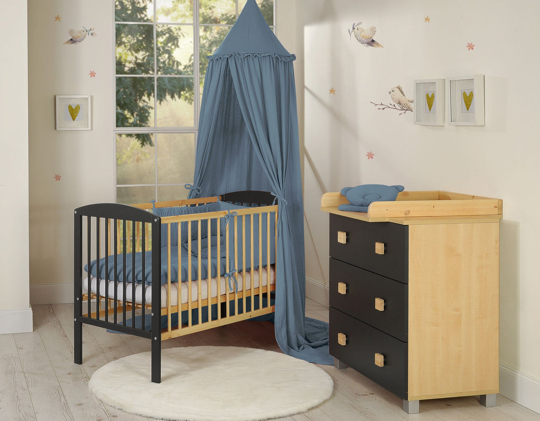 Muslin hängande baldakin, himmelssäng, ljusblockerande och ljudabsorberande - Pastellblå - 100% bomull