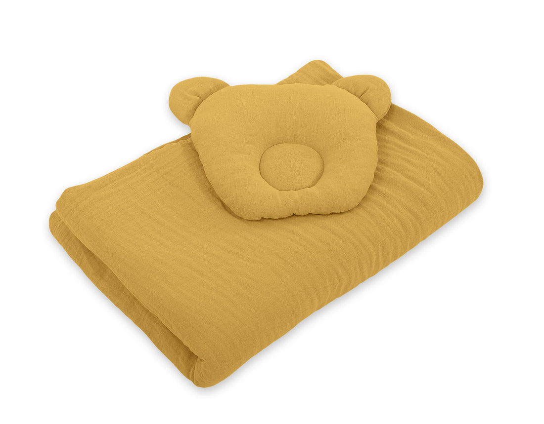 2-delige babybeddenset - deken & kussen - ademend muslin katoen, ideaal voor zomer