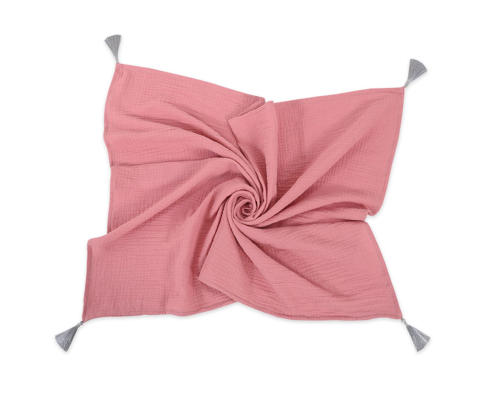 Muslin babydeken, wiegdeken, ademend & zacht katoen, pastelviolet, met kwastjes, 78x100cm