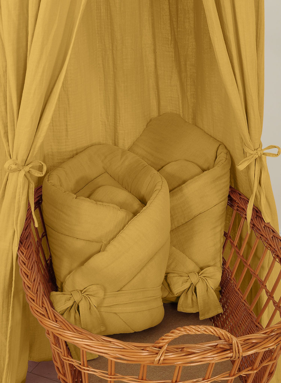 Muslin babynest - babynest - andningsbar och mjuk bomull, termoreglerande, honungsgul