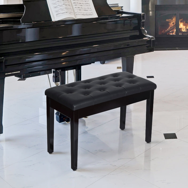 Pianokruk met opbergruimte - Pianobank | Kleur: Zwart | Afmetingen: 36x76x50 cm