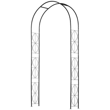 Metalen tuinboog voor klimplanten | Kleur: Zwart | Afmetingen: 30x114x230 cm