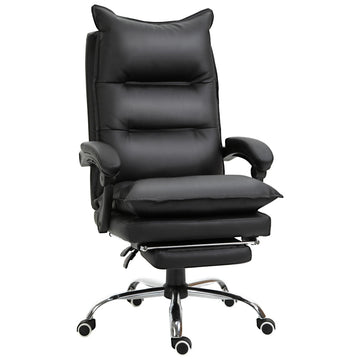 Bureaustoel met voetensteun | Kleur: Zwart | Afmetingen: 66x72x122-130 cm