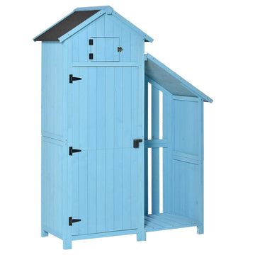 Tuinschuur met Houtopslag en Gereedschapskast | Kleur: Blauw | Afmetingen: 54.5x130x180 cm