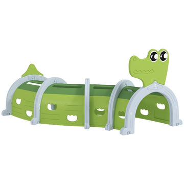 Krokodil speeltunnel voor kinderen | Kleur: Groen | Afmetingen: 88x194x92 cm