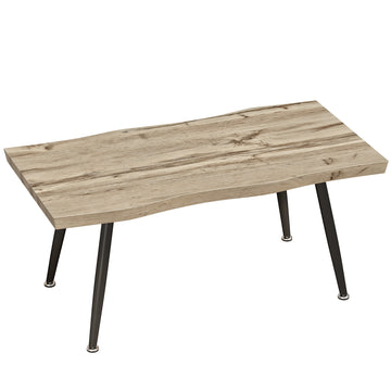 Salontafel met stalen poten en 4 cm blad | Kleur: Eiche+Schwarz | Afmetingen: 100x50x45 cm