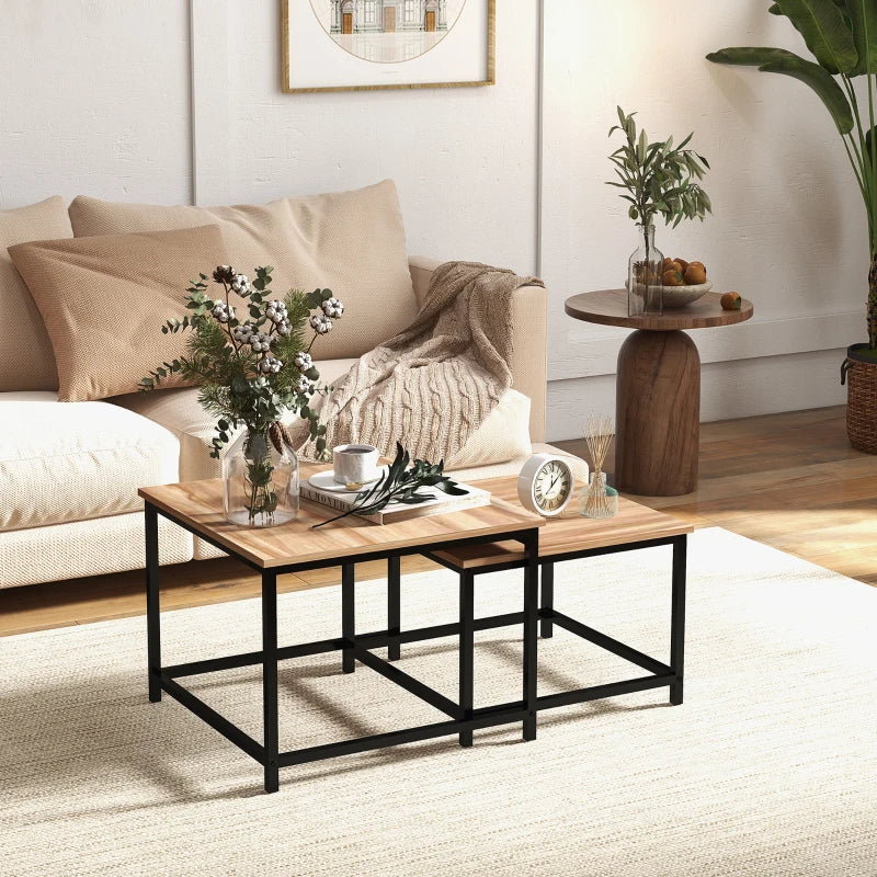 Sidobordset – industristil, satsbord | Färg: Naturligt trä | Mått: 60x60x45 cm