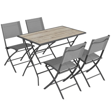 5-delige tuinmeubelset inklapbaar met 4 stoelen | Kleur: Grijs | Afmetingen: 112x67x71 cm