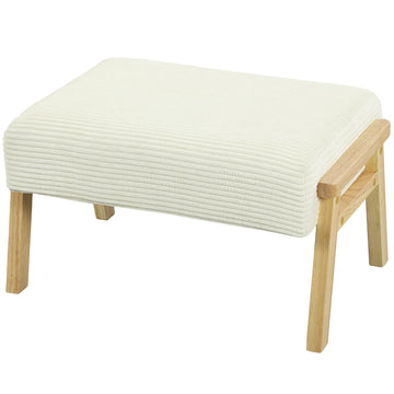 Zitkruk met zacht zitkussen en houten poten | Kleur: Wit | Afmetingen: 46x70x40 cm