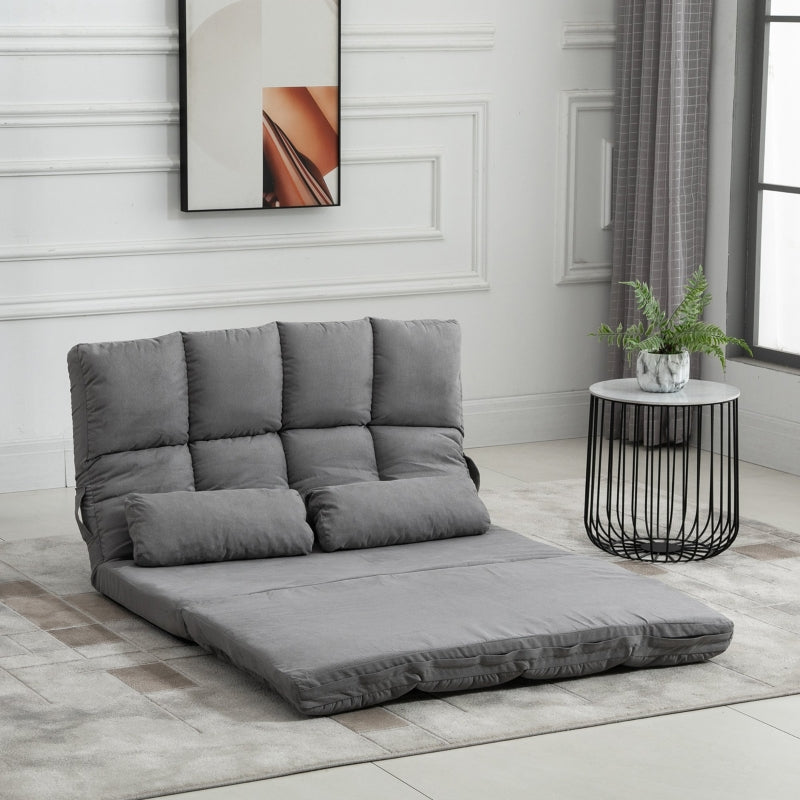 2-in-1 Vloerstoel-bed met Verstelbare Rugleuning | Kleur: Grijs | Afmetingen: 73x102x53 cm