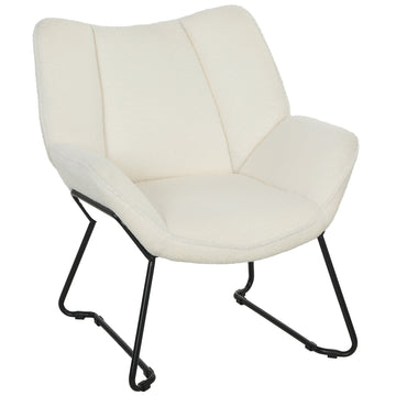 Sherpa loungestoel met brede rugleuning | Kleur: Wit | Afmetingen: 71x73x81 cm
