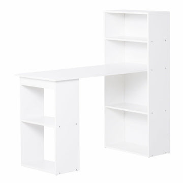 Bureau met 6 vakken - Compacte computertafel | Kleur: Wit | Afmetingen: 55x120x120 cm