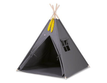 Teepee kindertent - speeltent - met speelmat & veren, stabiel en wasbaar, 100% katoen