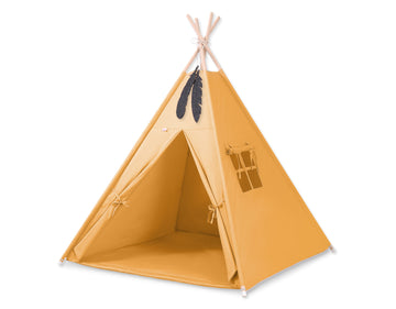 Tipi tent voor kinderen - speeltent - lichtgewicht & stabiel - honinggeel - incl. speelmat