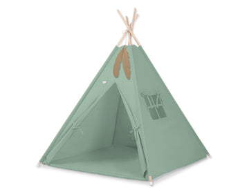 Tipitent voor kinderen - speeltent - met speelmat & veren, lichtgewicht en veilig, pastelgroen
