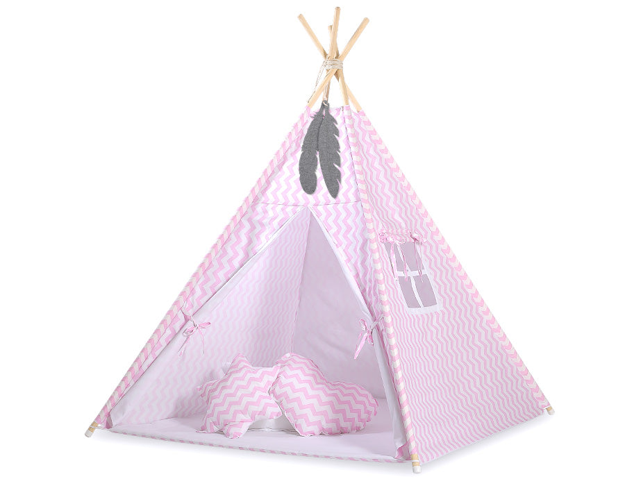 Tipi tent voor kinderen, speeltent, lichtgewicht & opvouwbaar – incl. speelmat en kussens