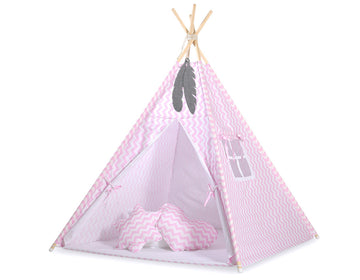 Tipi tent voor kinderen, speeltent, lichtgewicht & opvouwbaar – incl. speelmat en kussens