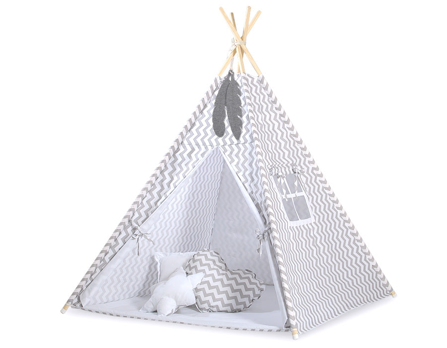 Tipi tent voor kinderen - speeltent - lichtgewicht & opvouwbaar, incl. decoratieve veren