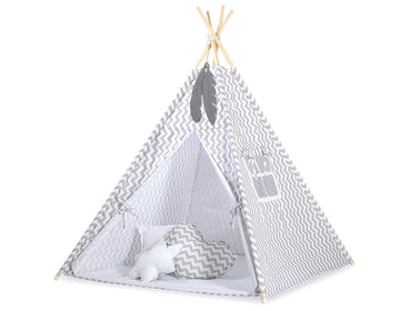 Tipi tent voor kinderen - speeltent - lichtgewicht & opvouwbaar, incl. decoratieve veren