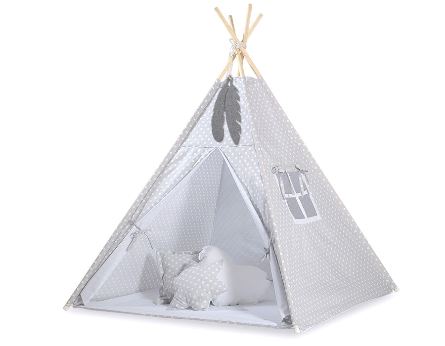 Tipi tent voor kinderen - speeltent - lichtgewicht & wasbaar katoen, inclusief decoratieve veren