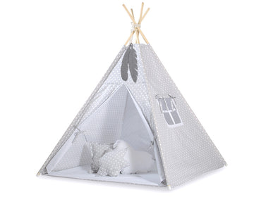 Tipi tent voor kinderen – speeltent – stevige dennenhouten palen – wasbare katoenen hoes