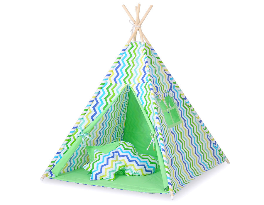 Tipi tent kinderen - speeltent - lichtgewicht & opvouwbaar, katoen & hout, incl. veren
