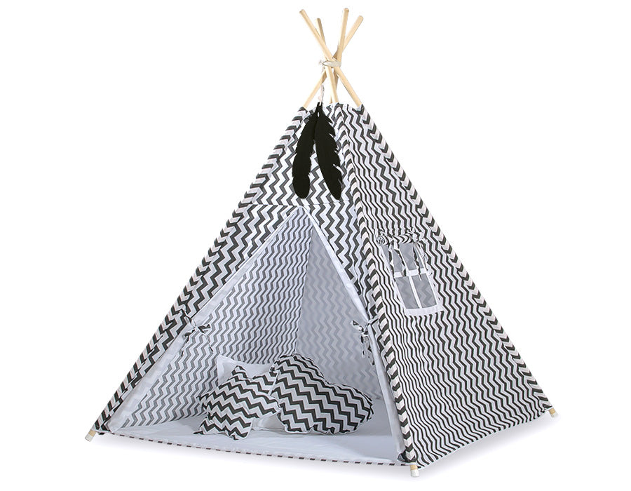 Tipi tent kind - speeltent - lichtgewicht & eenvoudig op te vouwen met speelmat en veren
