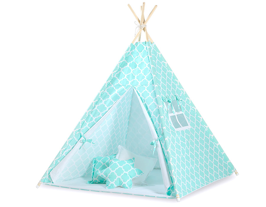 Teepee tent kind - tipitent - lichtgewicht & draagbaar - 100% katoen - met decoratieve veren