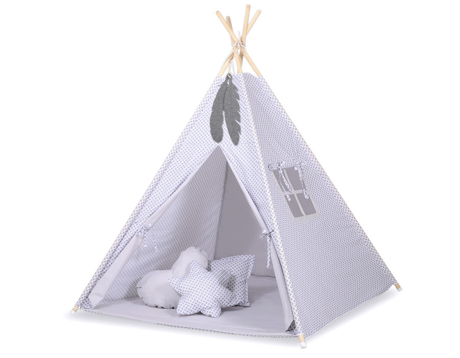 Tipi tent voor kinderen - speeltent - gratis 2 decoratieve viltveren, eenvoudig opvouwbaar