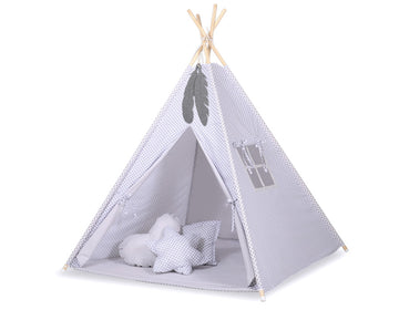 Tipi tent voor kinderen - speeltent - gratis 2 decoratieve viltveren, eenvoudig opvouwbaar