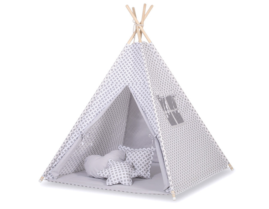 Tipi tent voor kinderen - speeltent - lichtgewicht & wasbaar katoen, incl. decoratieve veren
