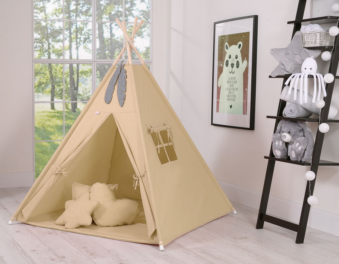Tippi tent voor kinderen - speeltent - lichtgewicht & eenvoudig op te zetten, katoen & hout