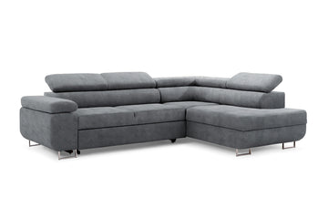Annabelle L Hoekbank Rechts - Hydrofoob Fluweel Zetta 304 met Slaapfunctie | Kleur: Grafiet