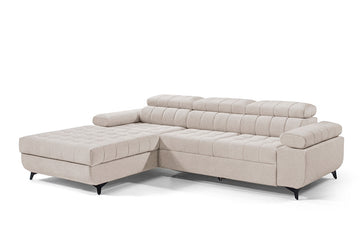 Dragonis L II Hoekbank met Slaapfunctie en Hoek Links | Kleur: Beige | Maat: 276x79/97x203 cm
