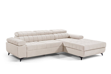 Dragonis L II Hoekbank met Slaapfunctie & Opbergruimte | Beige Chenille Ditra New 20